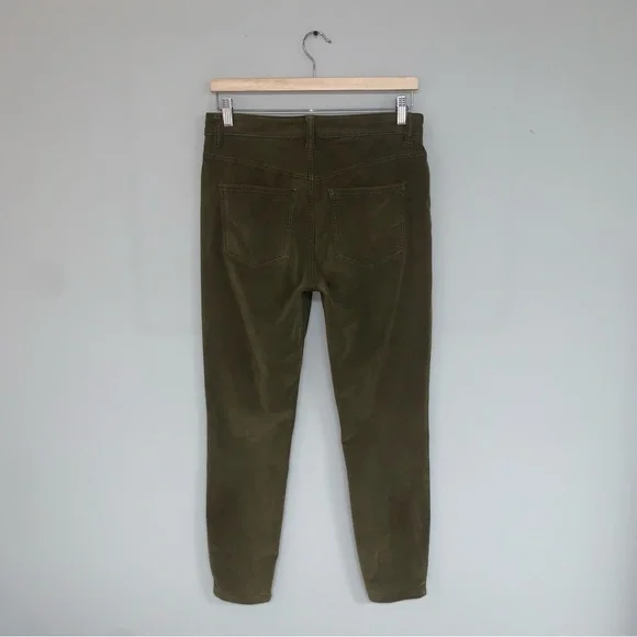 Free People Corduroy Pants Women’s Size 27 Olive Green Slim Straight‎ - Picture 7 of 10